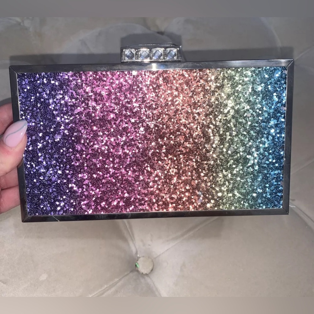 Nina Glitter Embellished Clutch/Handbag Multicolored MSRP $68 Worn Once